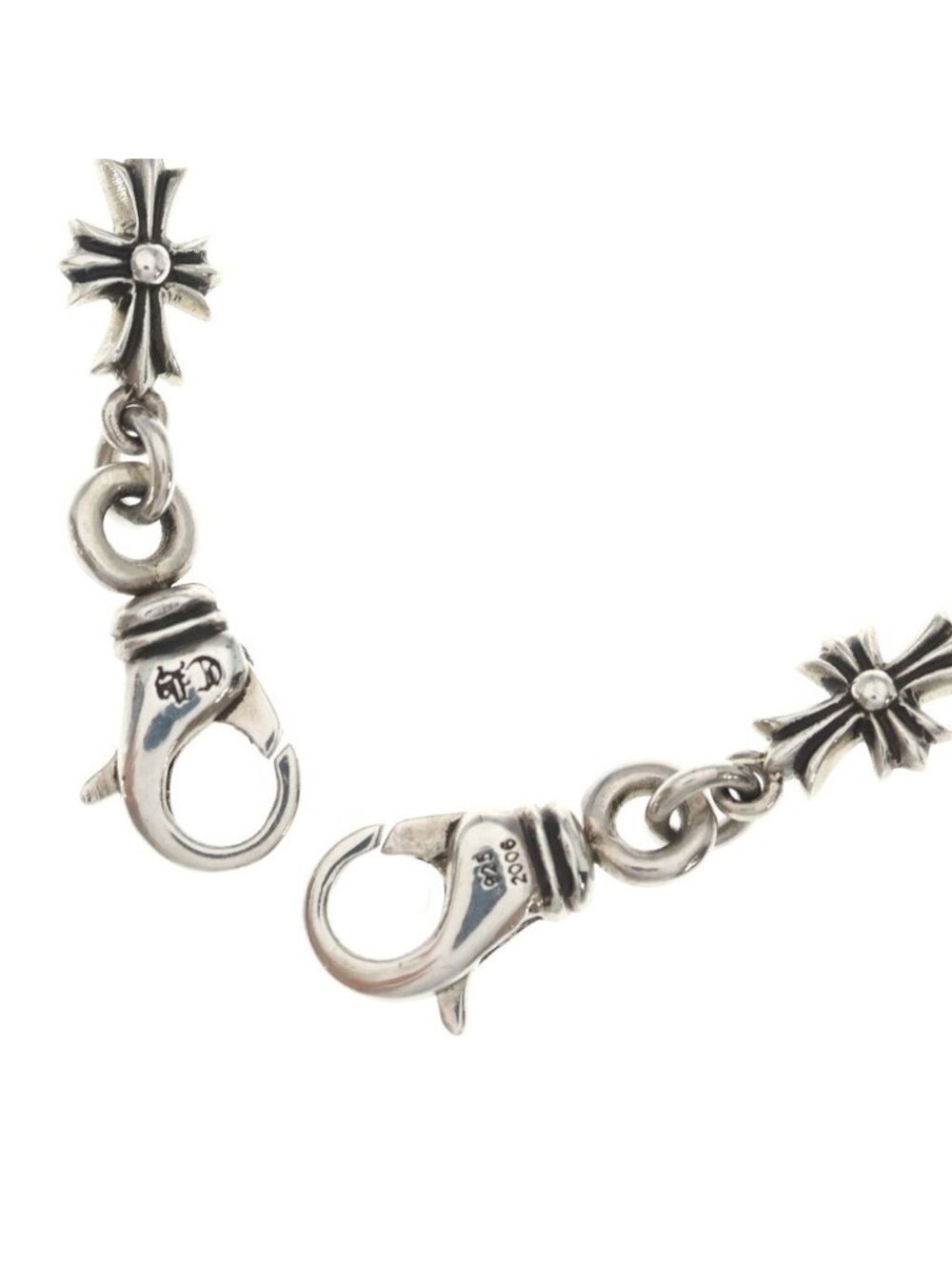 Chrome Hearts Mask Roll Chain 2 Clip Silver Necklace